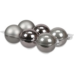 Othmar Decorations Kerstballen - 6x st - titanium grijs - 8 cm - glas - Kerstbal