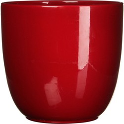 Mica Decorations Plantenpot - rood - glans - keramiek - 12 x 11 cm - Plantenpotten