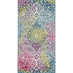 Safavieh Abstract Indoor Woven Area Rug, Watercolor Collection, WTC672, in Ivory & Fuchsia, 79 X 152 cm