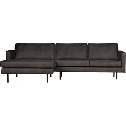 BePureHome Rodeo Chaise Longue Links - Eco-leder - Zwart - 85x300x155