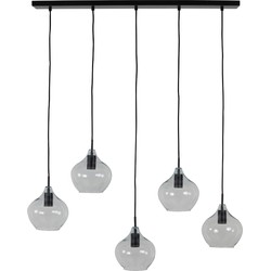 Light&living Hanglamp 5L 104x20x120 cm RAKEL mat zwart+helder