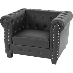 Cosmo Casa  Luxe fauteuil lounge stoel ontspanningsstoel Chesterfield kunstleer - Vierkante voet - Zwart