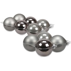 20x stuks glazen kerstballen titanium grijs 8 en 10 cm mat/glans - Kerstbal