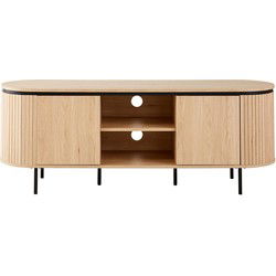Tv-meubel met 2 deuren en zijkanten met groefeffect L150 cm - MALAGA