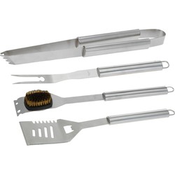 BBQ/barbecue gereedschap set 4-delig RVS - Barbecuegereedschapset