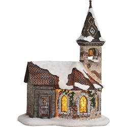 LuVille Kerstdorp Miniatuur Kerk St. Charlier - L17 x B14 x H24 cm
