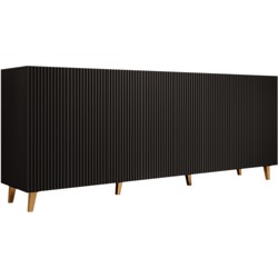 Meubella - Dressoir Palamos - Mat zwart - 200 cm