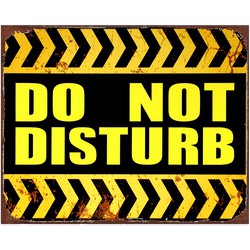 Clayre & Eef Tekstbord  25x20 cm Zwart Geel Ijzer Warning Wandbord