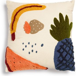 Kave Home - Amarantha 100% katoenen kussenhoes met meerkleurige fruitprint, 45 x 45 cm