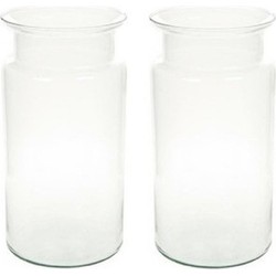 2x Flesvormige bloemenvazen glas 30 cm - Vazen