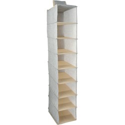 MSV kast organiser - hangend - 8 vakken - 18 x 30 x 105 cm - grijs - Opbergmanden