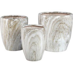 PTMD Bloempot Miah - 40x40x42 cm - Keramiek - Beige - Set van 3
