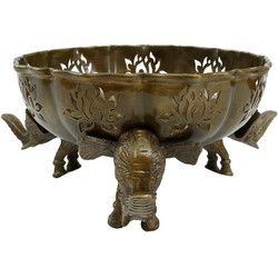 PTMD Elefnas Schaal Olifant - 28 x 28 x 12 cm - Aluminium - Goud