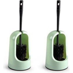 2x stuks toiletborstels/wc-borstels met mintgroene houder 40 cm - Toiletborstels