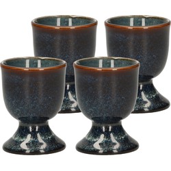 4x stuks eierdopjes van aardewerk blauw 5 cm - Eierdopjes