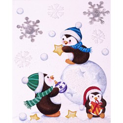 Frosty Window Deco 28,5X34,5Cm Santa/Bear/Penguin Glitter 3