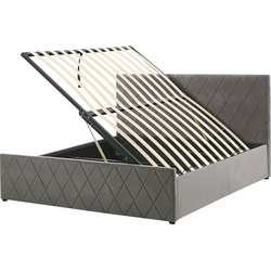 ROCHEFORT  - Bed met opbergruimte - Grijs - 140 x 200 cm - Fluweel