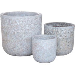 PTMD Bloempot Matija - 56x56x54 cm - Keramiek - Wit - Set van 3