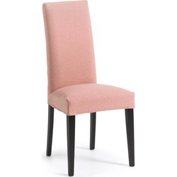 Kave Home - Freda roze stoel met massief beukenhouten poten en zwarte afwerking