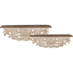 Clayre & Eef Wandplank 70x18x22 / 60x14x19 cm Wit Hout
