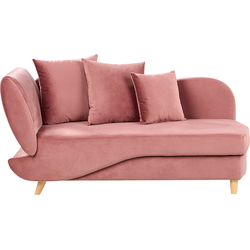 Beliani MERI - Chaise longue-Roze-Fluweel