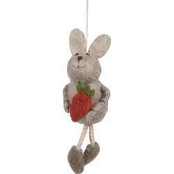 Clayre & Eef Paashanger Konijn 13 cm Beige Stof Decoratie Hanger