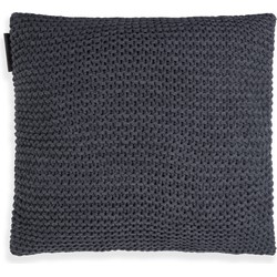 Knit Factory Vinz Sierkussen - Antraciet - 50x50 cm - Inclusief kussenvulling