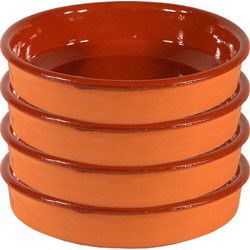 Gerimport Tapas bord/schaal - 6x - Sevilla - 21 cm - aardewerk - oranje - Snack en tapasschalen