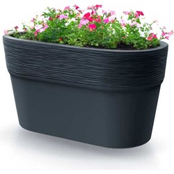 Prosperplast Plantenpot/bloempot Windsor - kunststof - antraciet - L28 x B15 x H15 cm - Plantenpotten