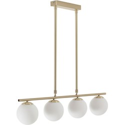 Kave Home - Mahala stalen plafondlamp met messing afwerking en vier matglazen bollen