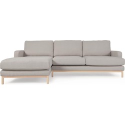 Kave Home - Mihaela 3-zitsbank met chaise longue links in grijs micro-bouclé 264 cm