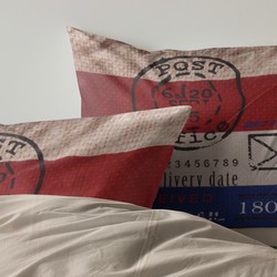 Dekbedovertrek Post - Tweepersoons 200x200 CM - Percal Katoen, Taupe/ - Cotton Collection - Incl. 2 Kussenslopen van 60x70 CM
