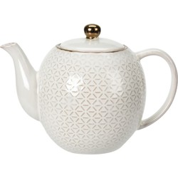 Excellent Houseware Theepot - ruitjes - keramiek - 1L - gouden details - Theepotten