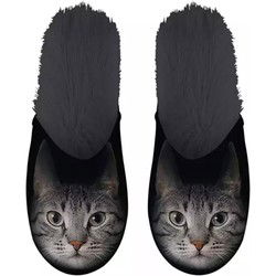 PANTOFFEL GRIJZE KAT ZWART MAAT 39-42