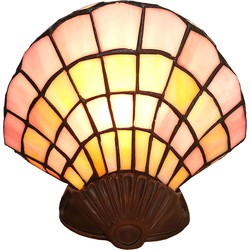 LumiLamp Tiffany Tafellamp Schelp 25x20 cm Roze Beige Glas Tiffany Bureaulamp
