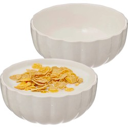 Secret de Gourmet Soepkommen/schaaltjes - 2x - Delphi - porselein - D15 x H7 cm - ivoor wit - Kommetjes