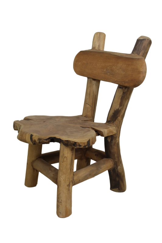 Kinderstoel Flintstone - oud teakhout - 