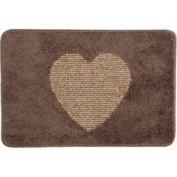 Clayre & Eef Badmat 58x38x1 cm Bruin Polyester Rechthoek Hart