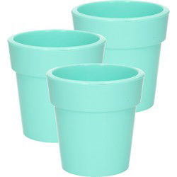 Hega Hogar Plantenpot - 3x - pastel groen - kunststof - 25 x 25 cm - Plantenpotten