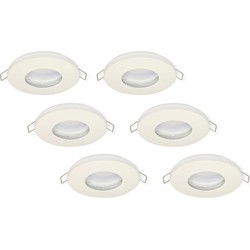 Groenovatie Inbouwspot, Rond, Waterdicht IP44, Mat Wit, 6-Pack