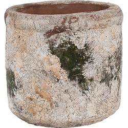 Clayre & Eef Bloempot Ø 12x11 cm Beige Groen Terracotta