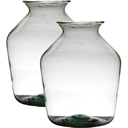 2x stuks transparante luxe grote vaas/vazen van glas 40 x 29 cm - Vazen