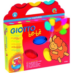 Giotto Gioto Be-Bè Box -Case: 3 X 100 Ml Finger Finger Paint Pot Red/Yellow/Cyan + Animal Shaped Sponge And Apron