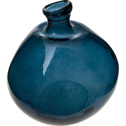 Atmosphera bloemenvaas Organische bol fles vorm - blauw transparant - glas - H33 x D32 cm - Vazen