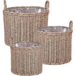 Beliani PENDULA - Plantenbak voor buiten-Bruin-PE rotan