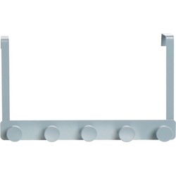 Metalen deurkapstok/rek antraciet grijs met 5 ophangknoppen 34 cm - Kapstokken