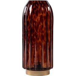 PTMD Landy Ronde Tafellamp - H30,5 x Ø12 cm - LED - Glas - Bruin/Zwart