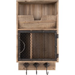 Clayre & Eef Wandkast  28x10x50 cm Bruin Hout Metaal Rechthoek Opbergkast