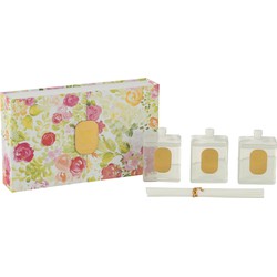 J-line - Doos 3 Geurolie Happiness Blooms Mimosa &amp; Rose Wit - 13.5x22x5cm