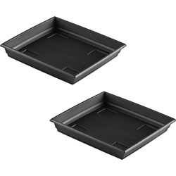 Hega Hogar Opvangschaal - 2x - voor planten - antraciet - D35 cm - Plantenpotten